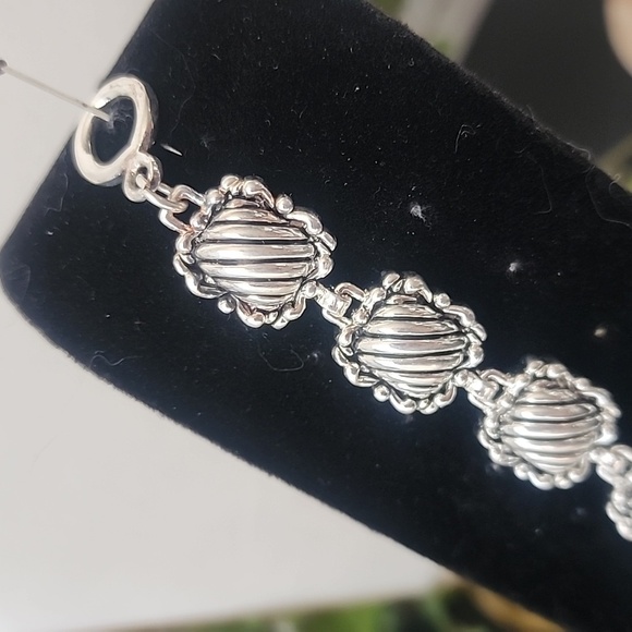 Silver Boho Design Link Bracelet Toggle Clasp - Picture 6 of 9